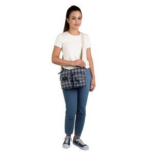 Lily Bloom Crossbody Bag Shoulder Handbag Satchel Purse Blue PLAID WOMENS WOMANS